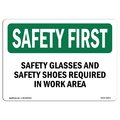 Signmission OSHA Sign, Glasses And Shoes Required, 24in X 18in Decal, 24" W, 18" H, Landscape OS-SF-D-1824-L-10913